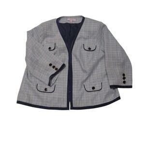 Simply be Blazer Woman 16 Blue Cropped 3/4 Sleeves Office Career Business Formal
